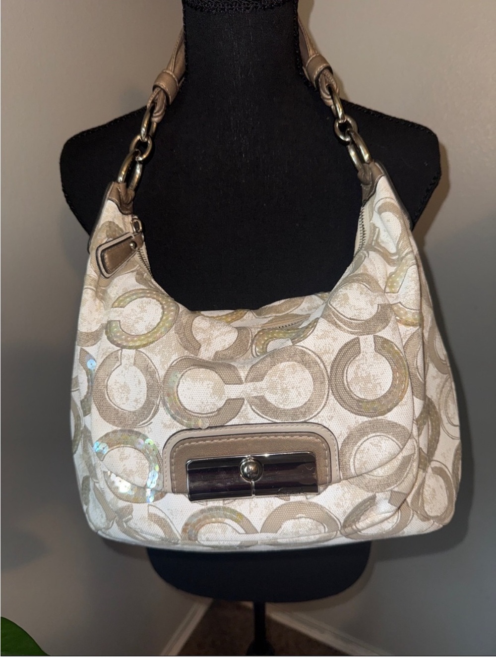 Coach Kristin Sequin Optic Art Signature Canvas Convertible Bag